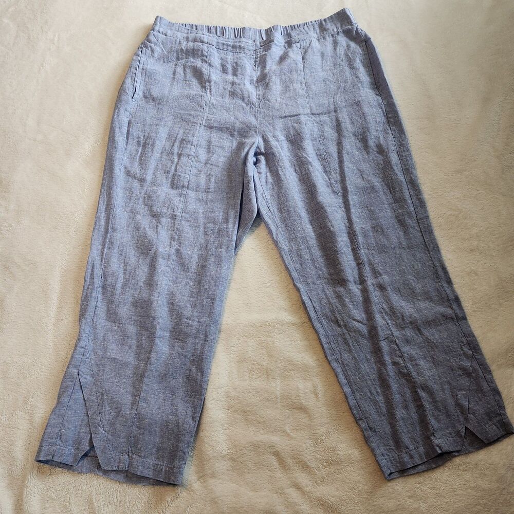 Habitat Clothes to Live In Bali Breeze Overlay Crop Blue Gray Linen Cotton XL